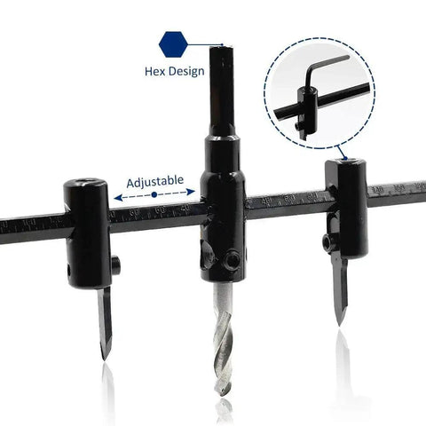 Adjustable Hole Saw Circle Cutter 1 3 16 Inch To 12 Inch Diameter Versatile Tool With Drill Bit And Hex Wrench For Drywall Wood Plywood Laminate And Composite Materials Luomorgo close-up
