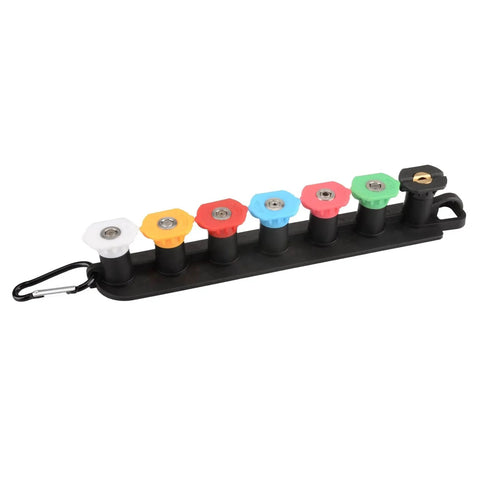 Pressure Washer Nozzle Tips Set Of Seven With Holder One Quarter Inch Quick Connect 4000 PSI Pro Grade Power Washer Tips