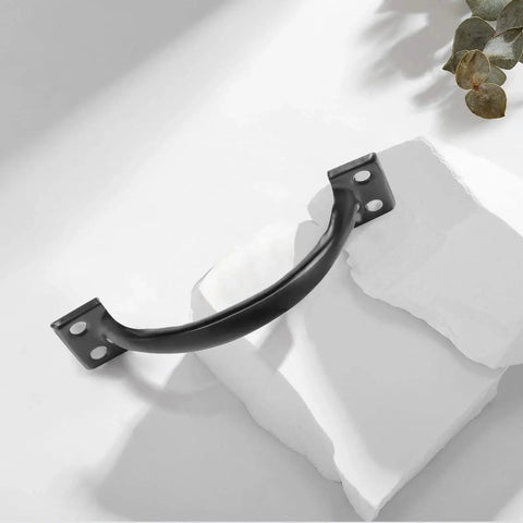 4 Inch Black Iron Cabinet Pulls Pack Of 2 With Ergonomic Grip, Vintage Rustic Style Solid Iron Handles In Matte Black Finish, side view