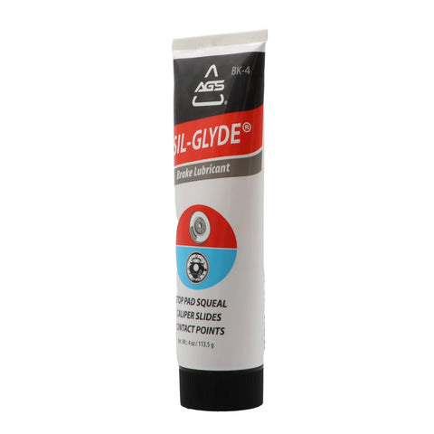 AGS SIL-Glyde 4 oz silicone brake lubricant tube for disc brakes; moisture-proof, heat-resistant.