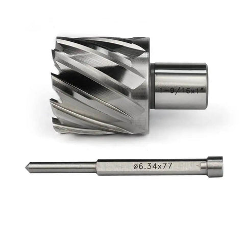 Annular Cutter For Magnetic Drill Press 1-9/16 Inch Cutting Diameter And 1 Inch Depth Of Cut 3/4 Inch Weldon Shank With Two Flat Pilot Pin