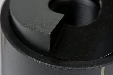 Close-up of Slug Splitting Conduit Punch Die for Hydraulic Knockout Driver Heavy Duty One And A Half Inch Fitting Size Nine Ton.