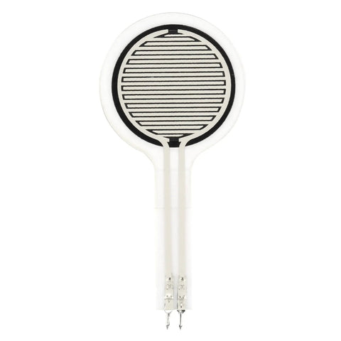Force sensitive resistor MD30-60, 30mm round disk, white with black interdigitated pattern and two leads