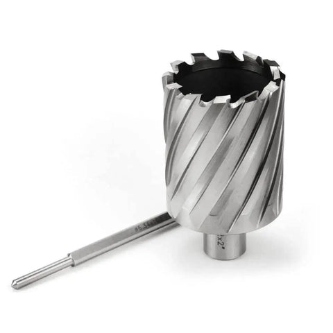 Two Inch Cutting Diameter Annular Cutter For Magnetic Drill Press With Three Quarter Inch Weldon Shank And Two Flat Pilot Pin Two Inch Depth Of Cut Thin Walled Bit For Fast Hole Drilling Oscarbide.