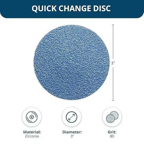 3 Inch Quick Change Zirconia Sanding Discs For Drill And Die Grinders, 80 Grit, Deburring Polishing Rust Removal, Metal And Paint Stripping Discs, 25 Pack For Fast Stock Removal And Finishing