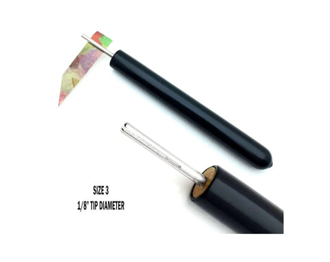 DIY Paper Bead Kit With Roller Tool Featuring A 3MM Stainless Tip And A Three Quarter Inch Slotted Tip shown with paper strip