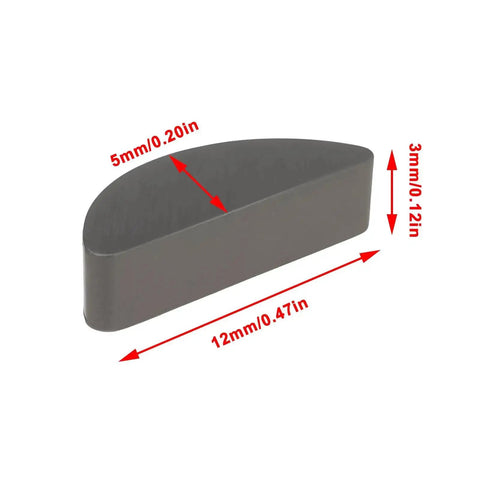 3D illustration of a woodruff key from the 10Pcs Woodruff Key Flywheel Set 3x12x5mm For Yamaha YZ125 YZ250 YZ85 TTR50 TTR110 125 DT Direct Replacement Fit Easy Install Interchangeable Part For Durable Performance, showing dimensions.