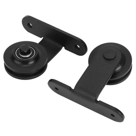 Heavy Duty Carbon Steel Sliding Barn Door Hardware Kit With Smooth Rolling Wheels, showing durable wheels and brackets