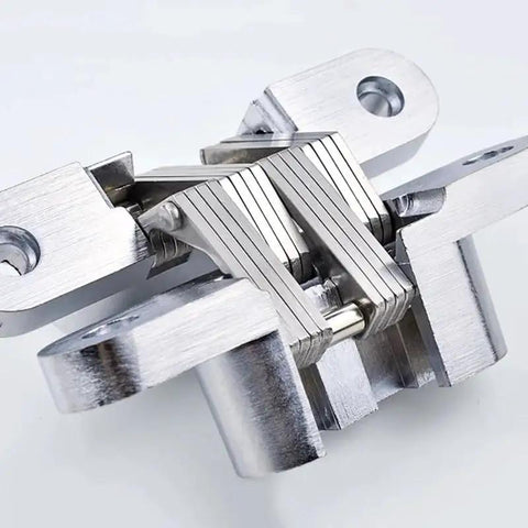 Close-up of Heavy Duty 180 Degree Concealed Folding Door Hinge Built In Invisible Hidden Cross Gemel Stainless Steel 1 Piece No 1