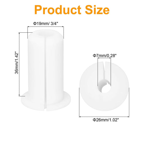 uxcell white silicone wall grommet for cables; 7 mm inner hole, 26 mm outer diameter