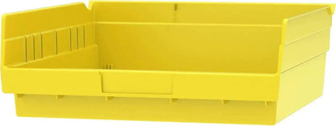 Heavy Duty Plastic Shelf Bins For Garage Closet And Drawer Organization 12-Inch By 11-Inch By 4-Inch Yellow 12-Pack Durable Storage Bin