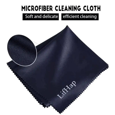 Extra Large Microfiber Cleaning Cloths 12x12 For Glasses Screens Cameras 6 Pack, soft black cloth with close-up texture view