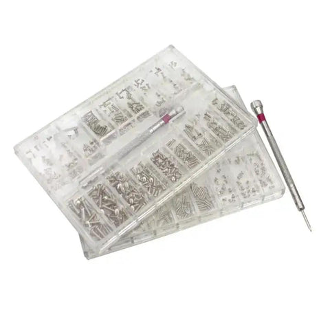 Close-up of 500Pcs Mini Screw Set For Laptops, Sunglasses, Watches, Tablets And Glasses Repair - Tiny Micro Screws, Carbon Steel Black And Silver