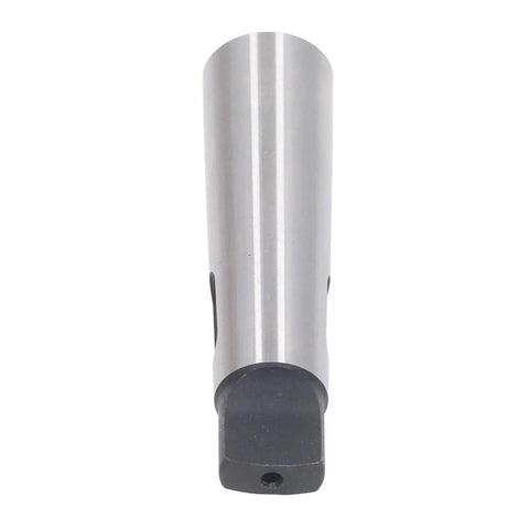 Side view of steel MT1 to MT3 Morse taper adapter sleeve for CNC lathes, cylindrical with black end
