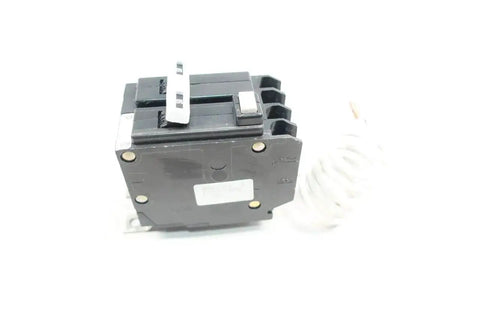 QBGFT2050 Two Pole 50 Amp Miniature Circuit Breaker 120/240V AC for home panels with screw terminal wiring visible