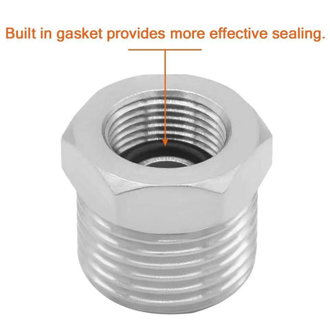 Brass Reducer Fittings One Half G Male To Three Eighths Compression Female Thread Bushing Nickel Plated Water Hose Adapter shown.