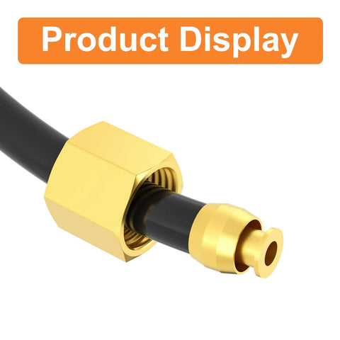 GASHER air compressor unloader tube kit with 1/4 inch brass sleeve ferrules, compression insert and nut on black hose