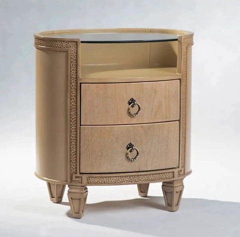 Two-drawer wooden cabinet with Retro Bronze Drop Ring Cabinet Pulls 12 Pack With Screws, adding elegance to home decor.
