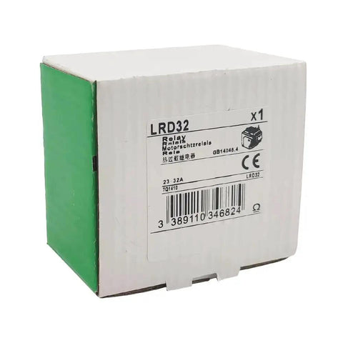 Box of Heavy Duty Thermal Overload Relay 23 To 32 Amp For LC1D Contactor Series 25 32 38 with label details visible.