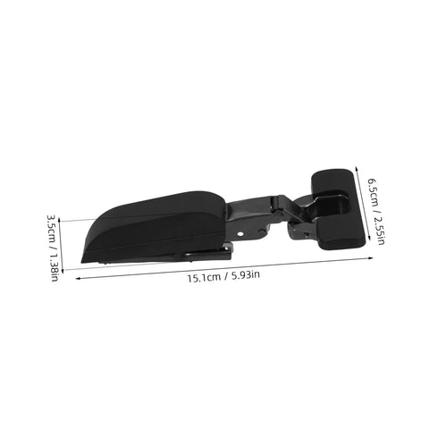 Black metal hinge showing dimensions, labeled 'Soft Close Cabinet Hinges With Damping For Quiet Operation And Easy Installation, Smooth Door Alignment, Versatile For Kitchen Bathroom And Living Room Cabinets By Mipcase'.