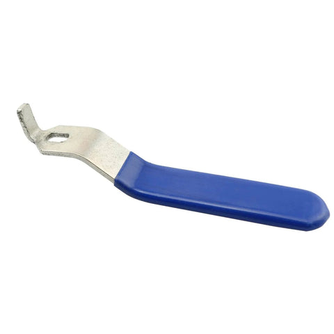 Stainless Steel Lever Handle Replacement For DN20 Ball Valve, chrome plated, with blue plastic grip and plastic wrapped handle.