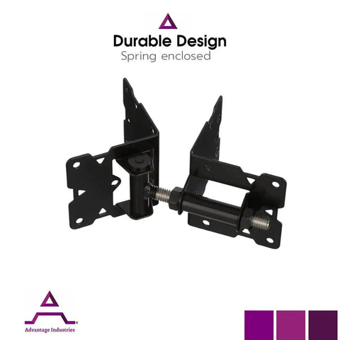 Stainless Steel Self-Closing Gate Hinge Set Long Leg With Horizontal Adjustable Tension Enclosed Spring for Vinyl PVC Fences