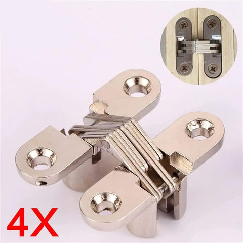 Hidden Concealed Cross Door Hinge 8x42mm 180 Degree with Screws For Folding Doors Cabinets Wardrobes Windows DIY Projects