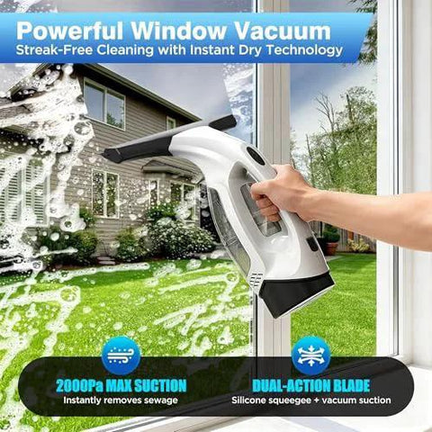 Cordless Window Vacuum Squeegee With 2000 Pa Suction 2200mAh Battery And 150 ML Water Tank For Glass Doors Windows Mirrors And Cars in use