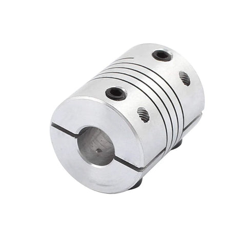 Aluminum shaft coupling 8mm to 8mm, 25mm long, 20mm diameter, clamp-style joint for stepper motors