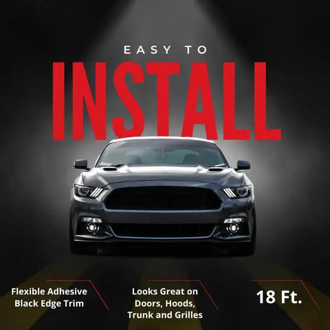 Car front view showcasing Universal Vehicle Body Molding Trim One Half Inch Wide 18 Feet Chrome Finish UV installation.