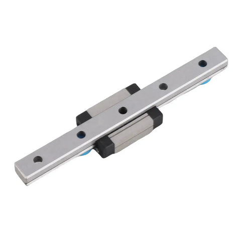 Miniature Linear Rail Block Set With Ball Retainer For Smooth Precision Movement, 100mm Bearing Steel Rail on white background
