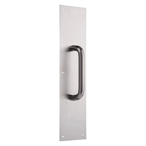 Commercial 16 Inch Stainless Steel Pull Door Plate With Rust And Corrosion Resistance For High Traffic Entrances Durable Industrial Duty Pre Drilled Mounting Plate For Long Lasting Performance And Easy Installation.