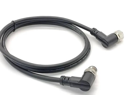 8 Pin M12 Right Angle Connector Cable With A Coding 1 Meter Length AWG22 M12 Male To Female For Industrial Applications