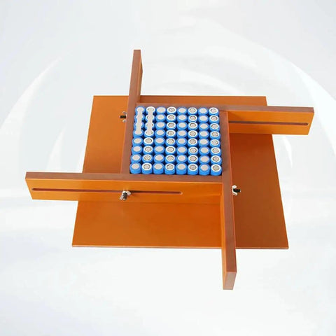 Adjustable Flexible Battery Fixture Clamp Kit For 18650 And 26650 Cells With 8 By 16 Pieces Spot Weld Holder in use