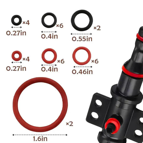 30 Piece Silicone O Ring Kit for Espresso Machines, DIY Repair Seal Set for Fully Automatic Coffee Makers, different sizes displayed