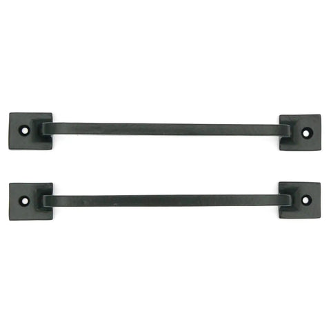 Black Cast Iron Pull Handles 9 Inch Square Base Set Of 2 Durable Powder Coated Finish For Cabinet Doors Gates Barn Doors And Interior Exterior Use Rustic Farmhouse Style Hardware Suitable For Indoor And Outdoor Use