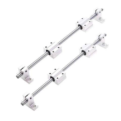 2 Piece 8mm By 300mm Linear Motion Rod Guide Kit With 4 Ball Bearings, 4 Aluminum Rail Supports, And 2 Steel Shafts for DIY projects