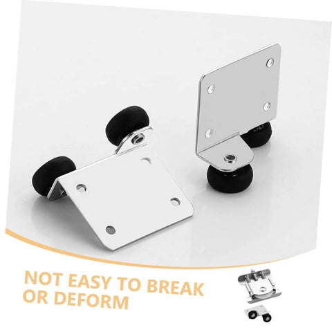 Sliding Glass Door Roller Pulleys Set for Wardrobe and Cabinet Tracks, heavy-duty steel construction, silver color, side view