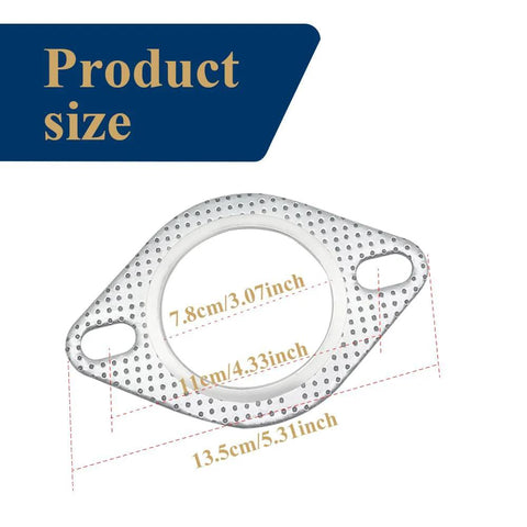 WINUERK 2-pack exhaust flange gasket, 3-inch two-bolt, reinforced metal automotive seal