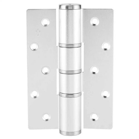 E Type Concealed Door Hinge With Hydraulic Automatic Closing And Damping Aluminum Construction Adjustable Speed Silent Operation Ideal For Interior Doors And Cabinets Rust Resistant Heavy Duty Door Closer Hinge displayed front view.