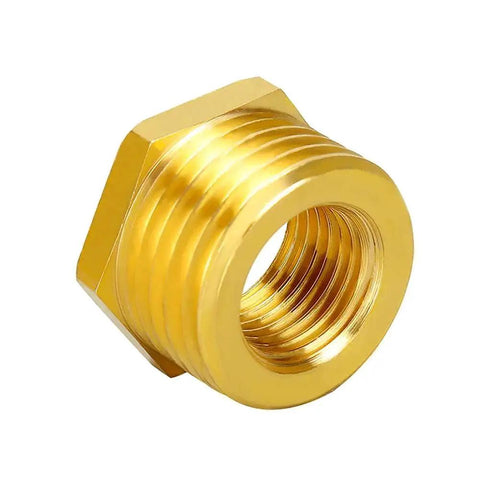 Brass Hex Bushing Reducer Garden Hose Fitting One Half Inch NPT Female To Three Quarter Inch GHT Male Reducing Adapter