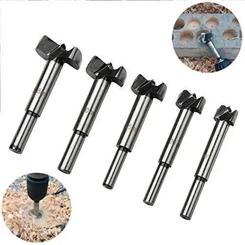 Woodworking Center Drill Bit Set Five Pack Cobalt Steel For Pilot Holes And Hinge Boring 15mm 20mm 25mm 30mm 35mm Smooth Neat Holes