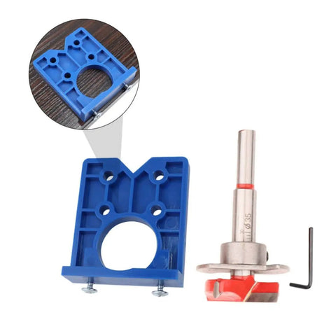 Effortless Concealed Hinge Hole Drilling Kit For Woodworking With 35mm Drill Bit Positioner And Precision Hole Puncher 5 Piece Set Adjustable And Easy To Use ShineOFI