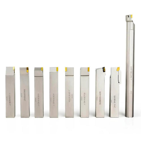 Beefed Up 1 Inch Shank Heavy Duty Indexable Carbide Lathe Tool Holder Set With Boring Bar 9 Pieces CNC Nickel Plated Insert Holders
