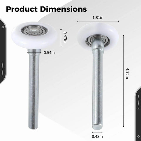 10 Pack Nylon Garage Door Rollers With 1.8 Inch Wheel Diameter And 4.7 Inch Stem Quiet And Low Noise Replaceable Wheel