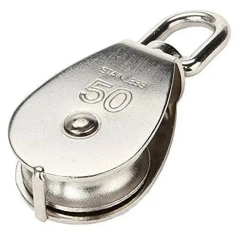 Two Pack M50 Single Pulley Block In 304 Stainless Steel For Lifting And Rigging Heavy Duty Wire Rope Hanging And Towing Wheel