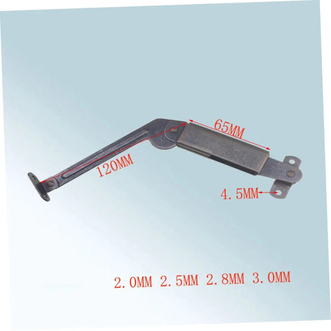 2 Piece Antique Copper Safety Spring Supports For Cabinets And Furniture Easy To Install Spring Arm Hardware For Toy Boxes Benches Chests And Shelves Durable Cabinet Spring Supports Ideal For Safe Latching Soft Closing And Secure Storage Of Wooden iron spring hardware with measurements.