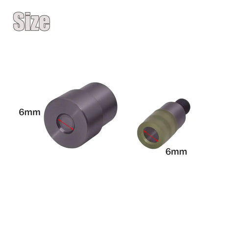 Two 6mm molds from the Rivet Setting Mold And Punch Die Set 6mm 9mm For Heavy Duty Hand Press Grommet Machine, showing size comparison.