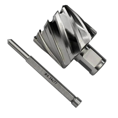1.75 Inch Annular Cutter With 0.75 Weldon Shank And Pilot Pin For Magnetic Drill Press, HSS Slugger Kit Includes 1 Cutter And 1 Pilot Pin In Plastic Case, Re Sharpenable For Burr Free Holes And High Precision Cutting