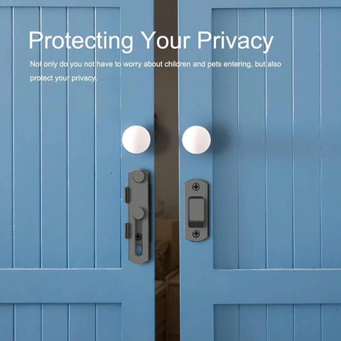 Two Pack Barn Door Lock With 180 Degree Flip For Privacy Durable sliding door latch on blue double doors for home security